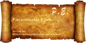 Paczovszky Elek névjegykártya