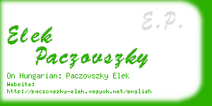 elek paczovszky business card